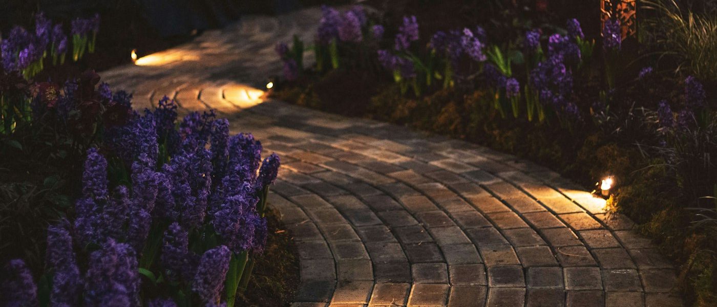 Garden lights at dusk